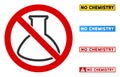 Flat Vector No Chemical Retort Sign with Messages in Rectangular Frames Royalty Free Stock Photo