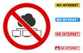 Flat Vector No Cloud Computers Sign with Captions in Rectangle Frames