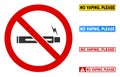 Flat Vector No Electronic Cigarette Sign with Texts in Rectangle Frames