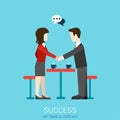 Flat vector partnership, success and handshake contact concept