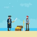 Flat vector pirate isolated on color background Royalty Free Stock Photo