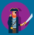 Flat vector pirate isolated on color background Royalty Free Stock Photo