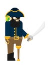 Flat vector pirate isolated on white background Royalty Free Stock Photo