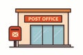 Flat vector post office with mailbox out front and sliding doors, isolated on white Royalty Free Stock Photo