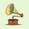 flat vector retro vintage gramophone Royalty Free Stock Photo