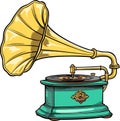 flat vector retro vintage gramophone Royalty Free Stock Photo