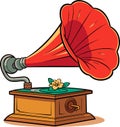 flat vector retro vintage gramophone Royalty Free Stock Photo