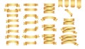 Flat vector ribbons banners flat isolated on white background  Illustration set of gold tape Royalty Free Stock Photo