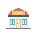Flat vector school building icon with red roof facade Royalty Free Stock Photo
