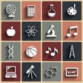 Flat vector school icons set Royalty Free Stock Photo