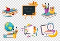 Flat vector set of compositions with objects related to education theme. Back to school Royalty Free Stock Photo