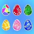 Flat vector: a set of patterns of multi-colored Easter patterns for eggs. Procurement for the celebration of Holy Pascha.