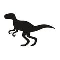 Flat vector silhouette illustration of velociraptor dinosaur. Royalty Free Stock Photo