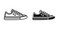 Flat Vector Silhouette Shoes or Sneakers Icon Set Isolated. Footwear Icons