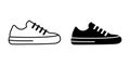 Flat Vector Silhouette Shoes or Sneakers Icon Set Isolated. Footwear Icons