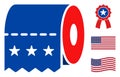 Flat Vector Toilet Paper Icon in American Democratic Colors with Stars Royalty Free Stock Photo