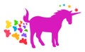 Flat Vector Unicorn Farting Butterflies Icon