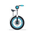 Flat vector unicycle illustration in white background with blue and grey color scheme Royalty Free Stock Photo