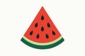 Flat vector watermelon slice with seeds, flat red and green contrast Royalty Free Stock Photo