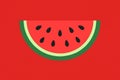 Flat vector watermelon slice with seeds, flat red and green contrast Royalty Free Stock Photo