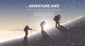 Flat vector web banner. Hiking.