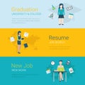 Flat vector website slider banner career graduation university