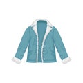 Flat vector women`s denim jacket with fur. Women`s clothing