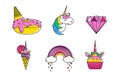 Flat vector wonder unicorns icons set. n