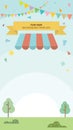 Flat vertical illustration of carnival, circus, fun fair or amusement park have blank space template Royalty Free Stock Photo