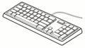 Flat View Monochrome Outline Sketch of a Full-Size Computer Keyboard, vector design Generative AI Royalty Free Stock Photo