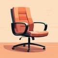 Flat View Orange Office Chair Illustration With Subtle Gradients