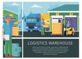 Flat Warehouse Logistics Colorful Concept