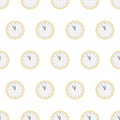 Flat watch clock with arows icon isolated on white background. EPS 10 seamless pattern vector illustration