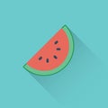 Flat watermelon icon on blue background