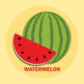 Flat watermelon fruit slice vector png for cute icon and clipart for summer and kids book