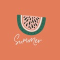 Flat Watermelon Summer Lettering Art Print Vector Illustration in Modern Collage Artistic Trendy Style