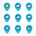 Flat Weather cloud icons set in pointer