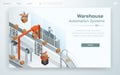 Flat Web Cartoon Warehouse Automation System.