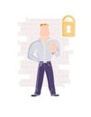 Flat web concept of Security guard or bouncer. Light minimal modern composition