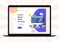 Flat web development concept. Web browser and window on monitor and programs for scripting and programming web applications on Royalty Free Stock Photo