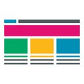 flat web development concept, , content, adaptive layout, user experience, wireframe, coding, interaction, optimization, landing p Royalty Free Stock Photo