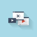 Flat web icon. Play interface window.