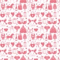 Flat Wedding Design elements in seamless pattern Royalty Free Stock Photo