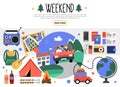 Flat Weekend Elements Set Royalty Free Stock Photo