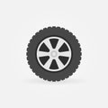 Flat wheel icon - vector simple symbol or design element