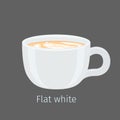 Flat White Coffee with Latte Art on Foam Vector