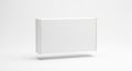 A flat white rectangular cardboard box with a closed lid floating on a white background Royalty Free Stock Photo