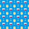 Flat white and red wine glasses seamless pattern