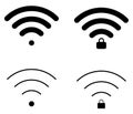 WiFi icons thin and round shape with different connections