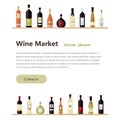 flat wine bottles. Different kinds of wine bottles. Design elements for banners, wine markets, alcohol advertising, bars